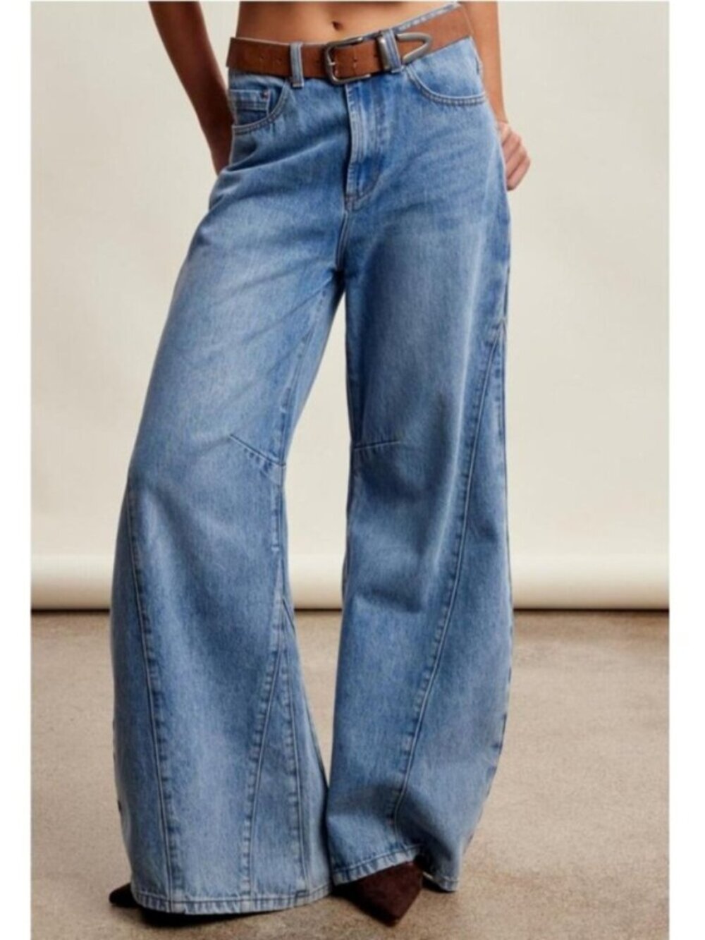 LISTICLE Wide Leg Panel Jeans High Rise Medium Wash NWT